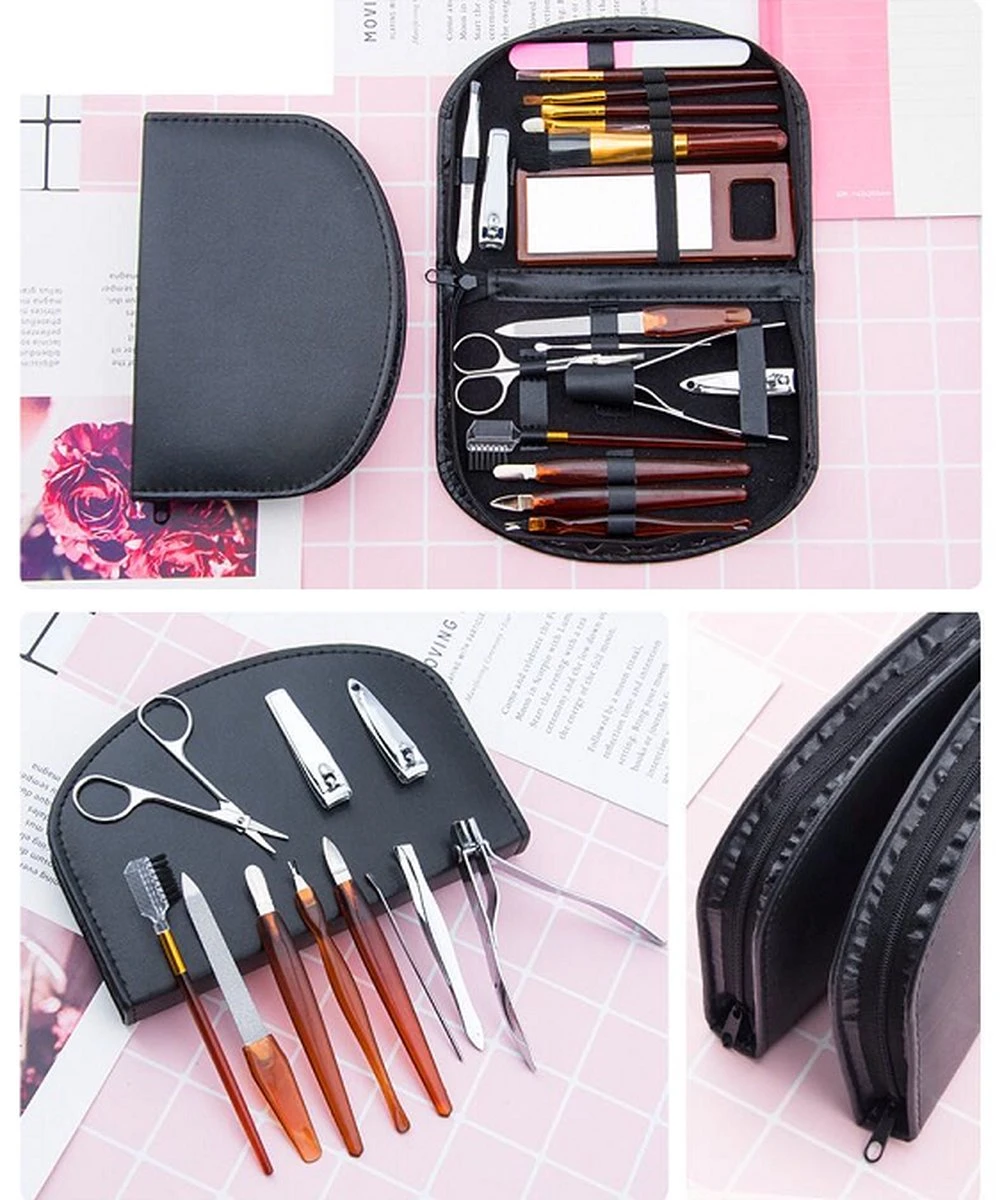 Manicure Set - 18 Stuk(s) - Make Up Set - Nagelschaar - Nagelvijl - Brush - Kerstcadeau - Afbeelding 7