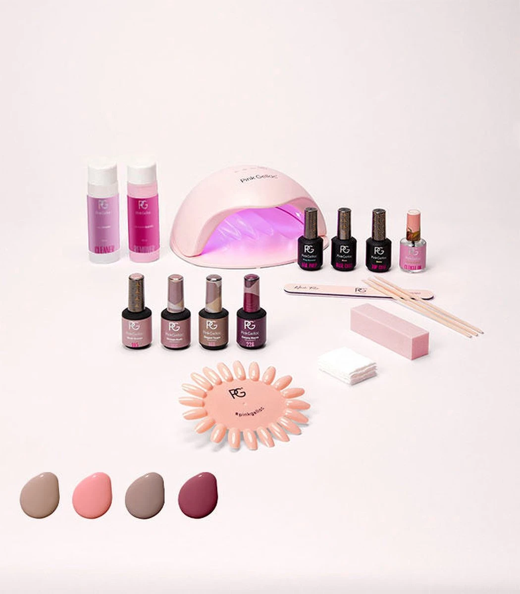 Pink Gellac - Starterset Premium Uncovered Met 4 Kleuren En LED Lamp + Manicure Set - Afbeelding 10