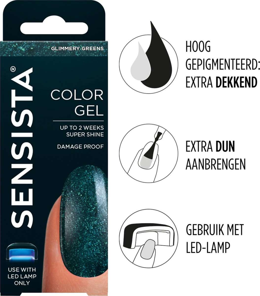 Sensista Color Gel Glimmery Greens - Groen/Glitter