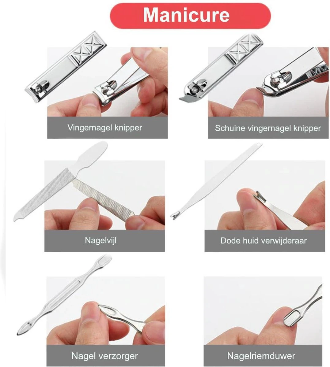 Luxe Manicure En Pedicure Set - Nagelverzorging - Nail Art - 18 Delig - Zwart - Afbeelding 3