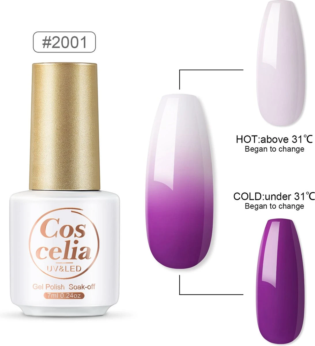 10 Temperatuur Veranderende Kleuren Gellak - Gel Nagellak - Gellakset - Nagelset - Temperature Change Nail Polish - Manicureset - 10 Kleuren Gel Polish - Gelnagels - Nagellak - Gelnagel Kit - Afbeelding 12