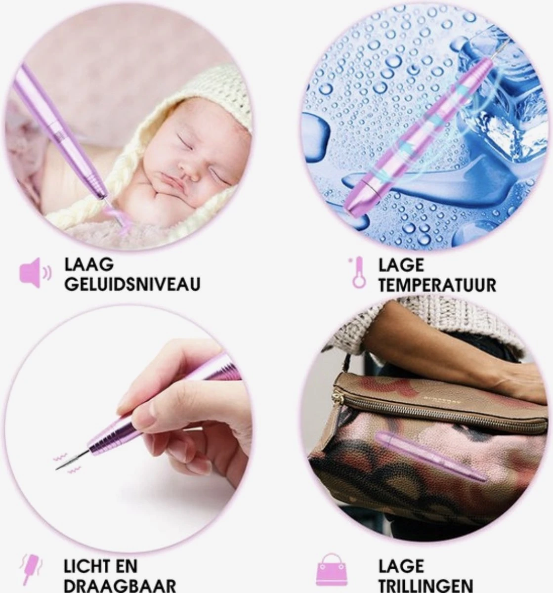 Zigla – Elektrische Nagelvijl - Nagelfrees- Manicure En Pedicure Set - 6 Schuurrolletjes - 11 Opzetstukken - Rosé/Goud - Vernieuwd - Afbeelding 2