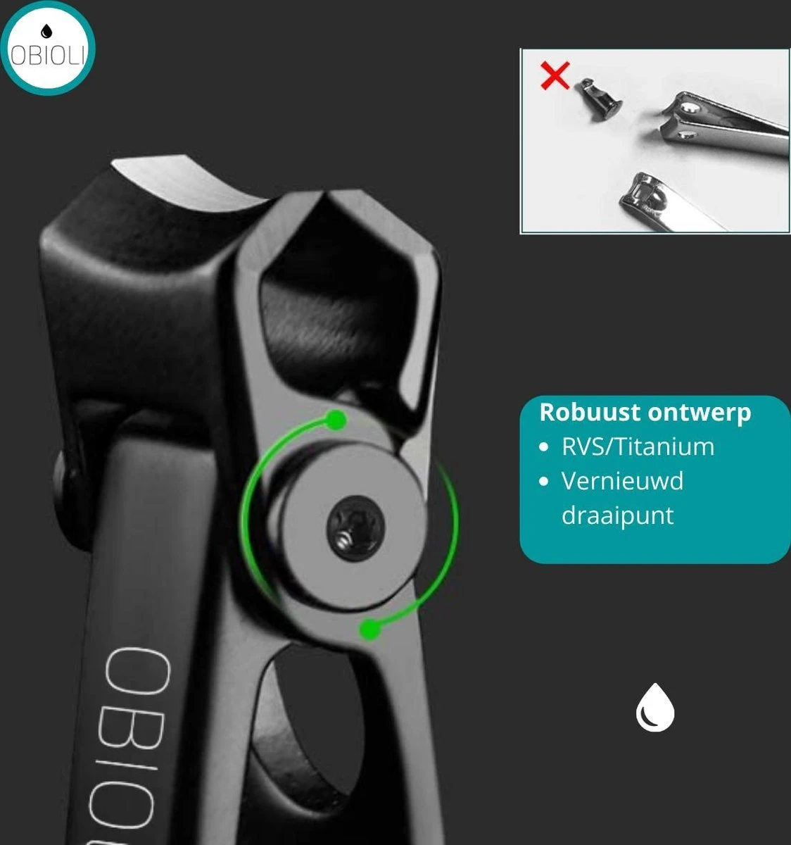 Obioli ™ Nagelknipper Set - Luxe Cadeau Doos Voor Mannen En Vrouwen - Nageltang - Nagelschaar - Kalknagels - Teennagel - Met Nagelvijl - Zwart - Groot - Gift Box - Afbeelding 3