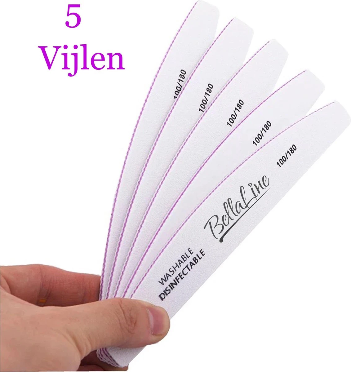 5 Stuks Nagelvijl Zebra Vijl Moon 100/180 Grit - BellaLine - Grof / Zachte Vijl - Hoge Kwaliteit - Professionele - Nagelvijlen - Maan - Gelnagels - Nagel Verzorging - Banaan - Acrylnagels - Nagel Vijl - Shellac - High Quality - Kunstnagels - Manicure