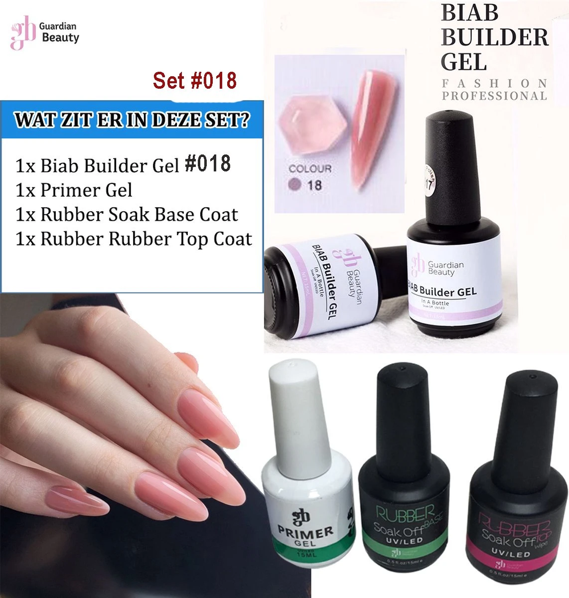 BIAB Builder Gel Set #18 - Nagellak Gel - BIAB Builder - Biab Gel - Biab Nail Gel