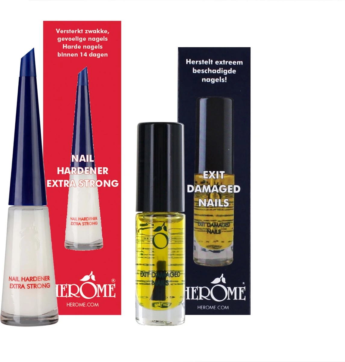 Herome Combi-Pack Exit Damaged Nails & Nagelverharder Extra Sterk (Nail Hardener Extra Strong) - Herstelt Beschadigde Nagels En Zorgt Voor Ijzersterke Nagels - 7ml. & 10ml. - Afbeelding 13