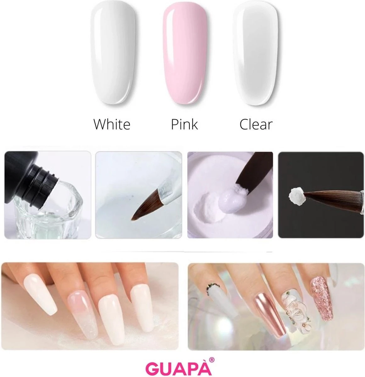 GUAPÀ® Acrylpoeder Pink | Acrylic Powder Roze | Acryl Nagels | Starterspakket | 25 Gr | Professionele Kwaliteit Acryl Poeder - Afbeelding 4