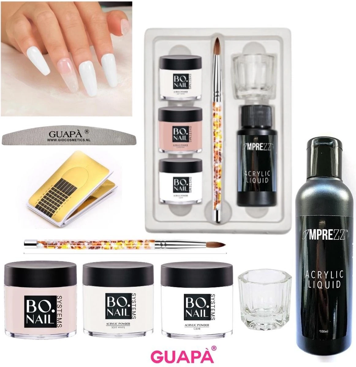 GUAPÀ® Acryl Starterspakket Pink Clear White | Acryl Poeder | Acrylic Liquid | Acryl Penselen | Dappendish | Acryl Nagels | Professionele Kwaliteit | Nepnagels 3 GUAPÀ® Acryl Starterspakket Pink Clear White | Acryl Poeder | Acrylic Liquid | Acryl Penselen | Dappendish | Acryl Nagels | Professionele Kwaliteit | Nepnagels
