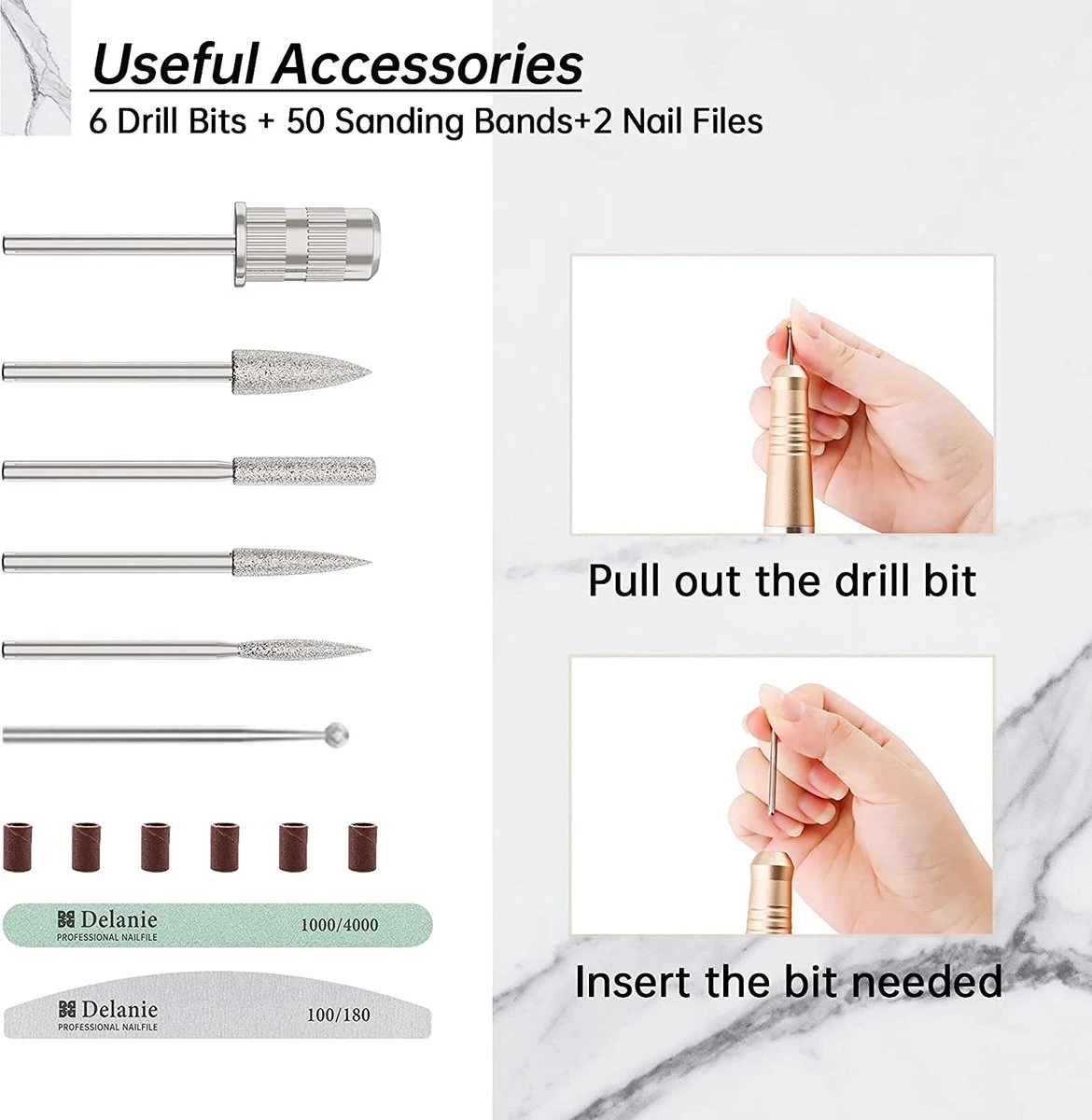 Nagelfrees – Nagelvijl – Elektrische Nagelvijl – Automatische Nagelvijl – Manicure En Pedicure – Nagelsalon - Electric Nail File - Afbeelding 2