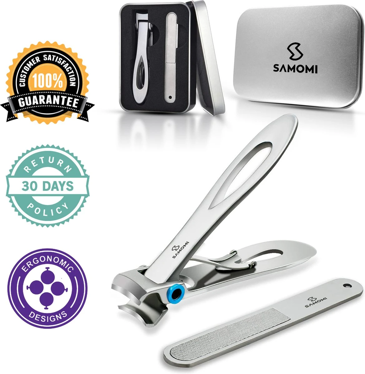 Allsa Nagelknipper Set - Nageltang - Nagelvijl - Stainless Steel - Zilver