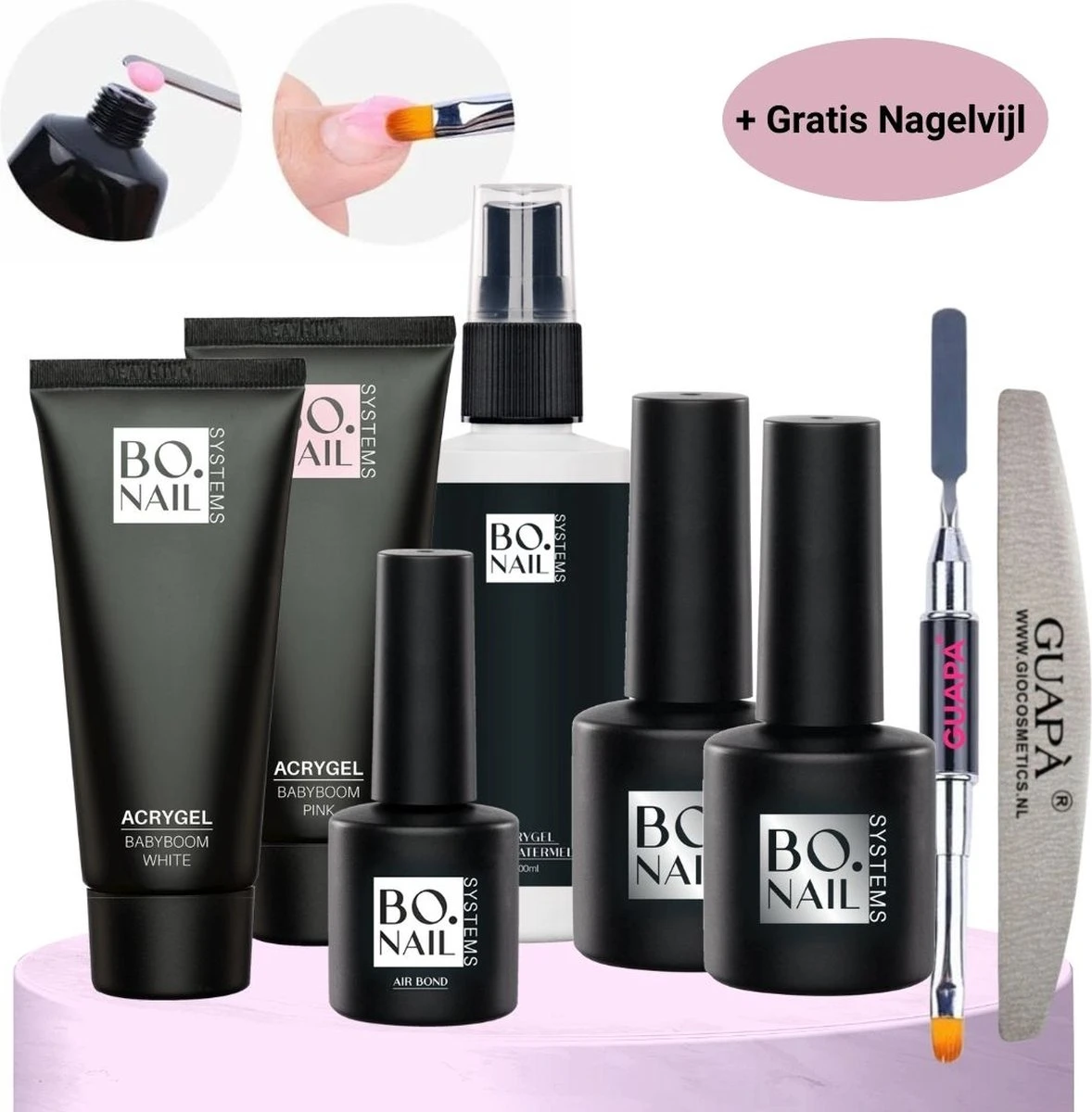 GUAPÀ® Polygel Starterspakket | Acrygel | Poly Gel | Gel Nagels | Professionele Kit | Babyboom Pink | Babyboom White | 2 X 60 Gram Polige