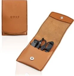 Merkloos Manicure Set - Travel Kit - Luxe 4-delige Set - Met Lederen Opbergetui - Voor Handverzorging - Voetverzorging - Gezichtsverzorging - Nagelschaartje