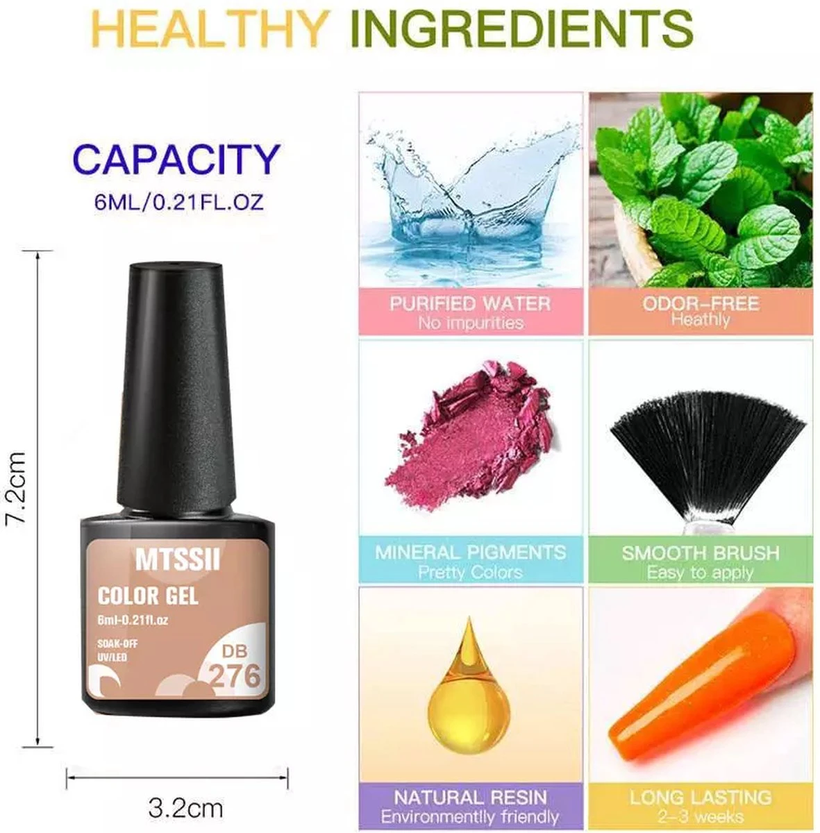 Mtssii - Gelnagel Kit - 5 ZOMER KLEUREN Gellak - Blauw, Groen, Oranje/nude, Geel En Lila- Starterkit - Manicure Set - 54 Watt UV Lamp - Gel Nagels Starterspakket - Nepnagels - - Afbeelding 4