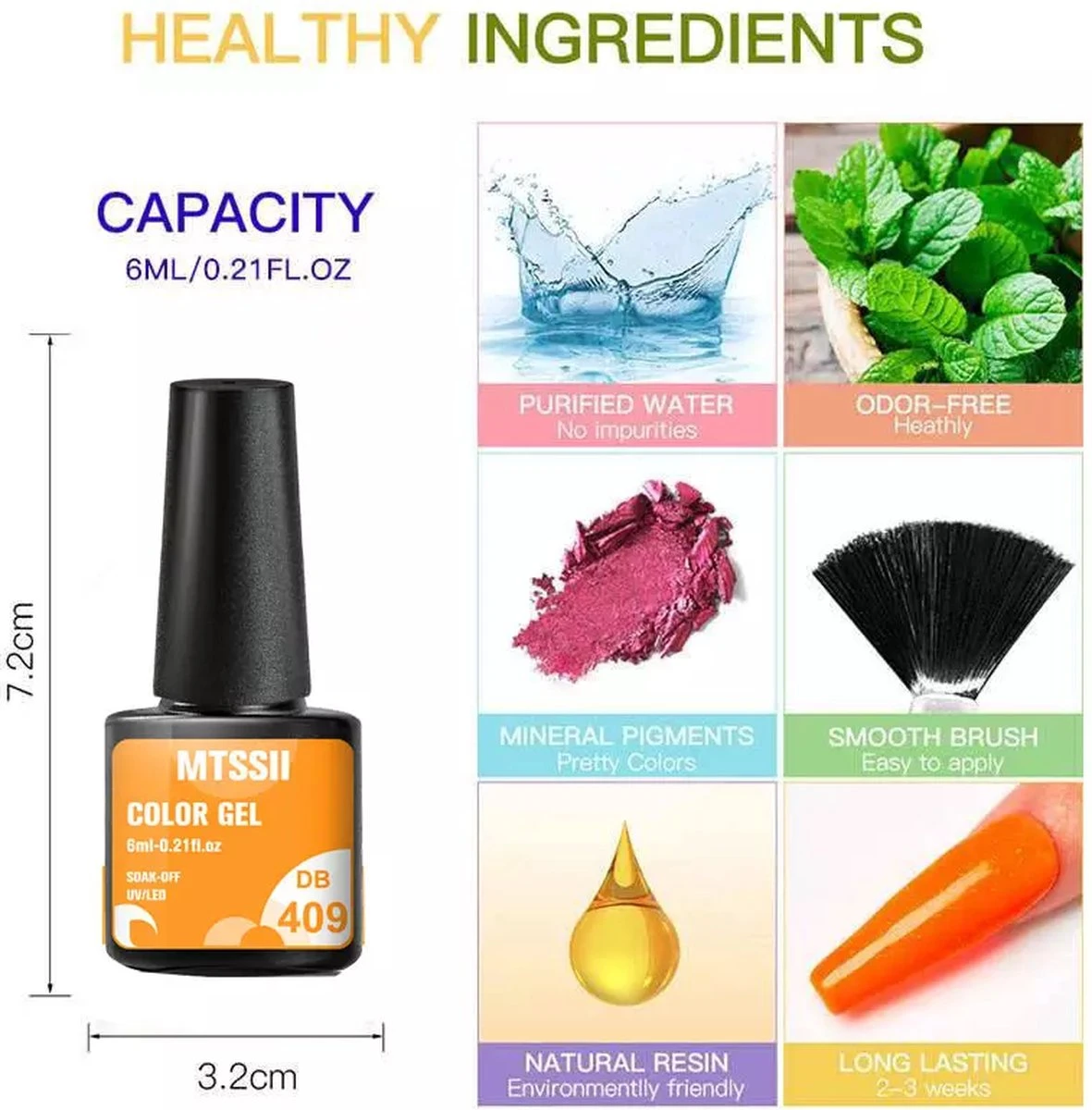 Mtssii - Gelnagel Kit - 5 ZOMER KLEUREN Gellak - Blauw, Groen, Oranje/nude, Geel En Lila- Starterkit - Manicure Set - 54 Watt UV Lamp - Gel Nagels - Afbeelding 2