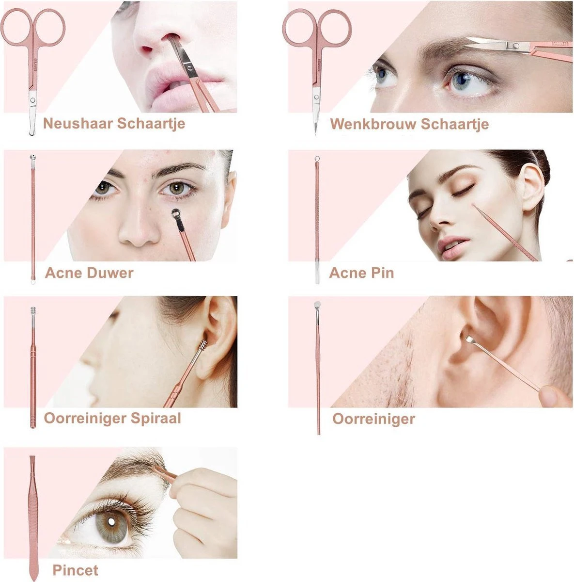 Merkloos Professionele Manicure Set & Pedicureset – Nagelset – Behandeling Nagels En Huid - 18delig - Afbeelding 4