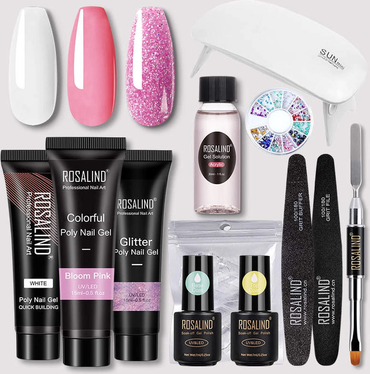 Polygel- Polygel Kit- Polygel Nagels- Polygel Kleuren- 30ML - Polygel Set- 3 Kleuren Polygel - Gel Solution - Nale File 2 - Nail Brush 1 - 12 PCS Tips 1 - Decoration - Nagellamp - Base Gel - Top Coat 1