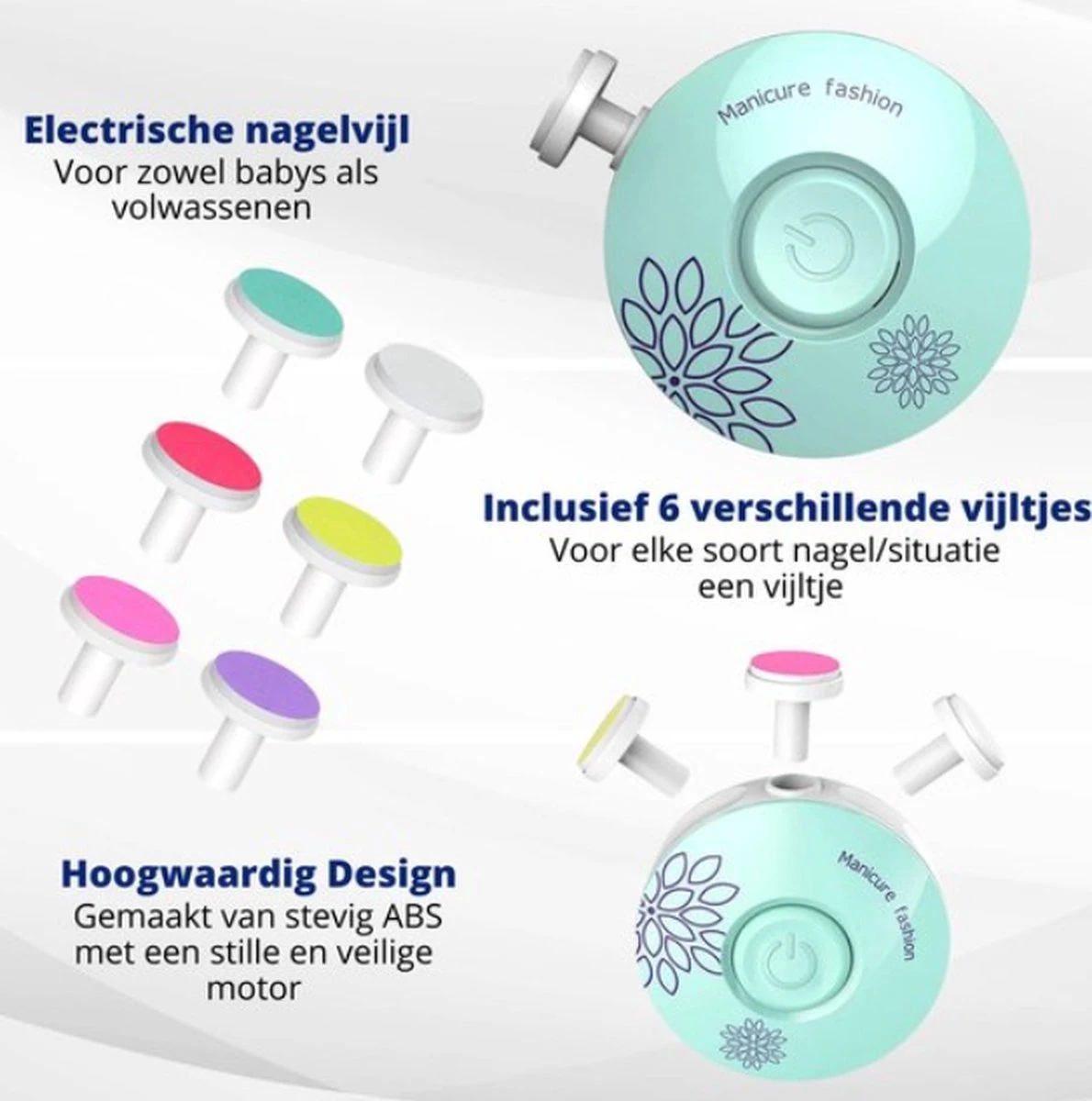 Baby Nagelknipper Groen - Baby Manicureset - Baby Verzorgingsset - Baby Nagelvijl - Baby Nagelschaartje - Baby Nagelset - Elektrisch - Afbeelding 3