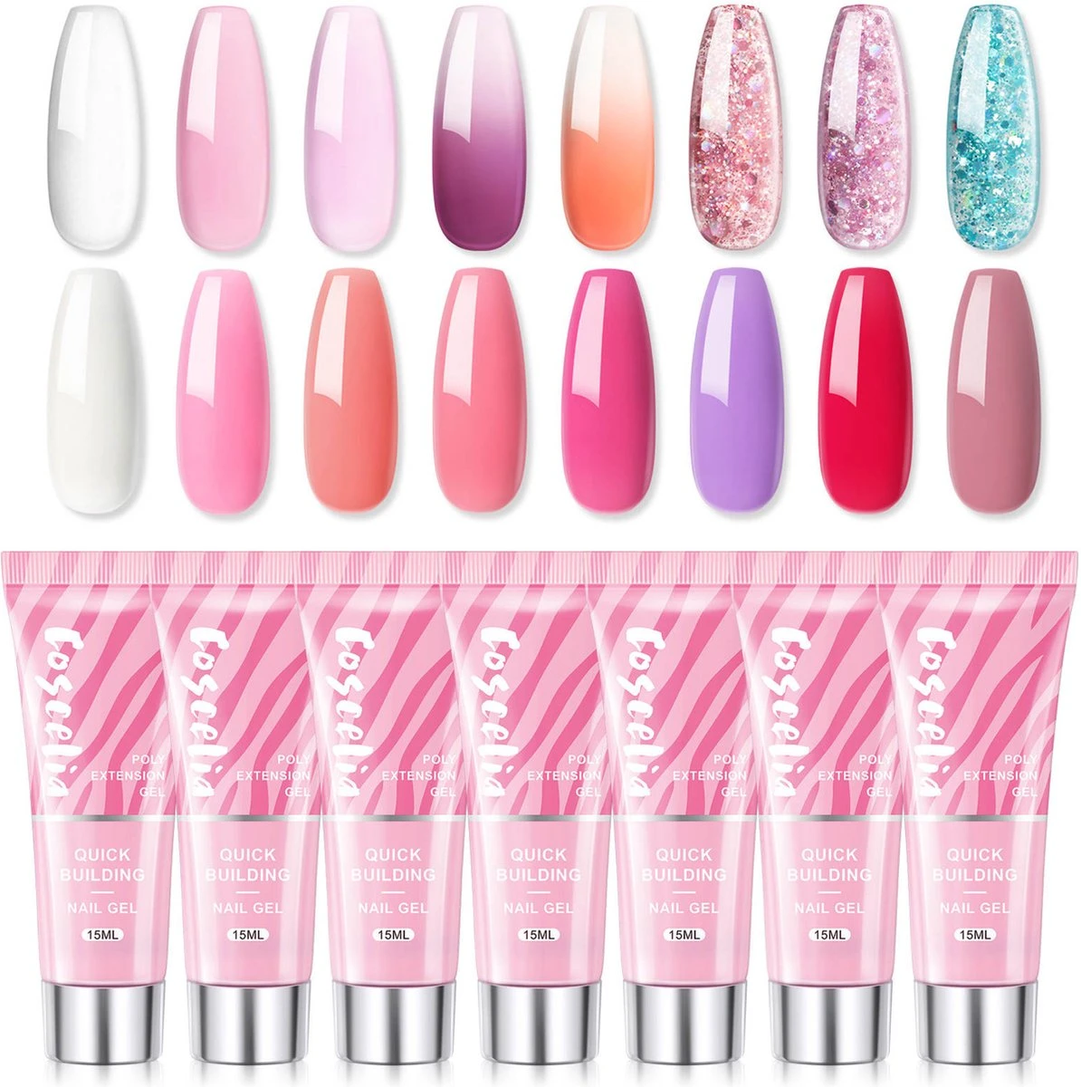 Polygel- 6 KLEUREN SET - 15 ML - Polygel Kit - Polygel Nagels - Polygel Kleuren - Afbeelding 2