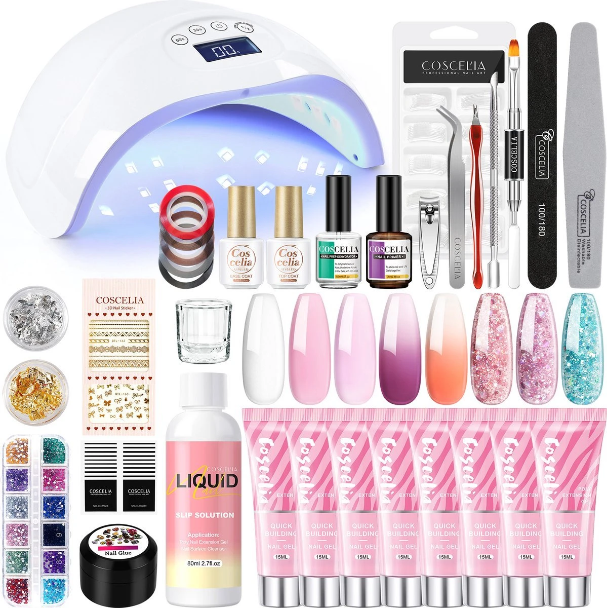 Polygel- Polygel Kit- Polygel Nagels- Polygel Starter Set - RH0594: Thin Nail File 1 Grey Nail File 1 48W White Nail Dryer Helmet Lamp 220V 1 Curved Tweezers 1 Glass Cup 1 Cuticle Fork 1 Cuticle Pusher 1 Nail Cutter 1 Dual End Nail Brush 1 8G Nail Gl