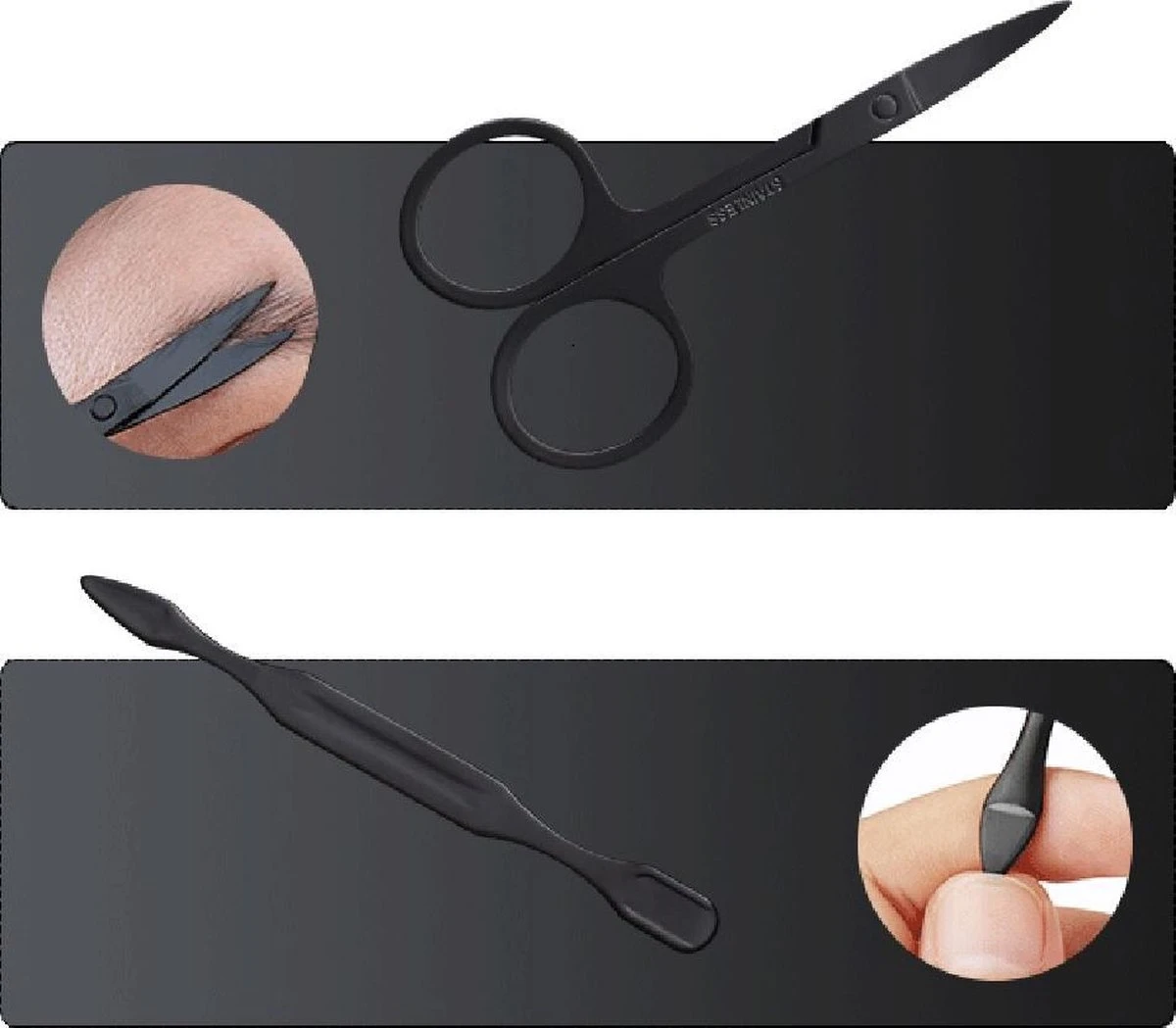 TOPCODE Cosmetics Manicure Set / Nagelschaar Set - #MCNC03 - Zwart 7 Delig - Nagelknipper Set Manicureset - Manicure Setje Pedicureset - Nagelschaartje - Nagelknipper – Nagelknipper Set - Manicureset - Manicuresetje - Afbeelding 6