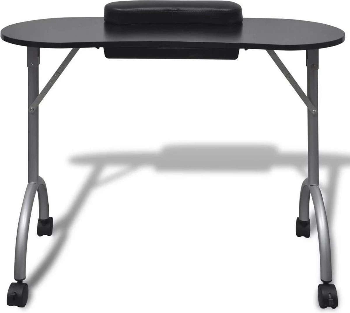 VidaXL Manicuretafel Inklapbaar Met Wieltjes Zwart - Afbeelding 2