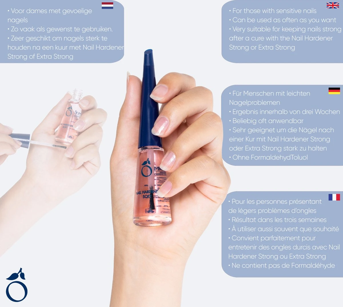 Herome Nagelverharder En Base Coat - Nail Hardener Sensitive - Met Keratine Verbetert De Conditie Van De Nagels - TFS Hars- En Tolueenvrij - 10ml - Afbeelding 3