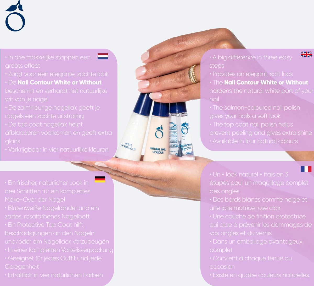 Herome French Manicure Set Salmon - Complete Set In 3 Stappen Een French Manicure - Met Een Salmon Kleurlak, Een Witte Nagellak Voor De Nagelranden En Een Top Coat - 3x10ml. - Afbeelding 3