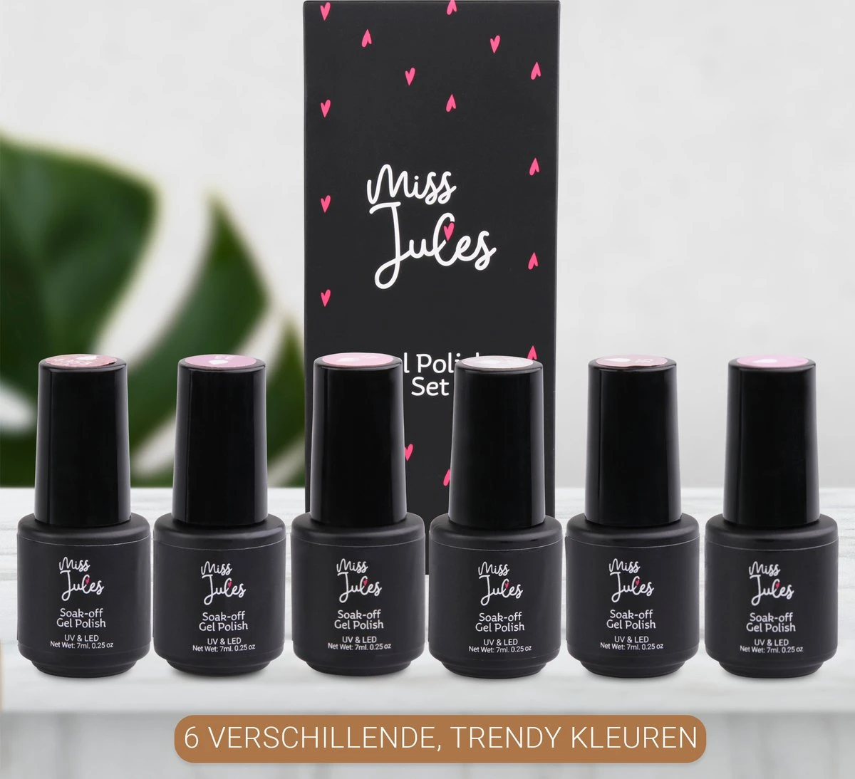 Miss Jules - 6-Delige Gellak Starterspakket - Nagellak - Kleur Pastel - Glanzend & Dekkend Resultaat - Afbeelding 3
