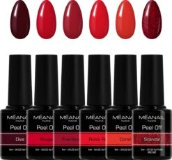 Méanail - Gellak Peel Off - Cruelty Free - 6 X 8ml - Gel Nagellak - Rood