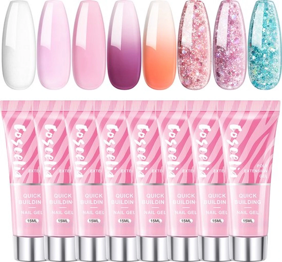 Polygel- Polygel Kit- Polygel Nagels- Polygel Starter Set - RH0594: Thin Nail File 1 Grey Nail File 1 48W White Nail Dryer Helmet Lamp 220V 1 Curved Tweezers 1 Glass Cup 1 Cuticle Fork 1 Cuticle Pusher 1 Nail Cutter 1 Dual End Nail Brush 1 8G Nail Gl - Afbeelding 9