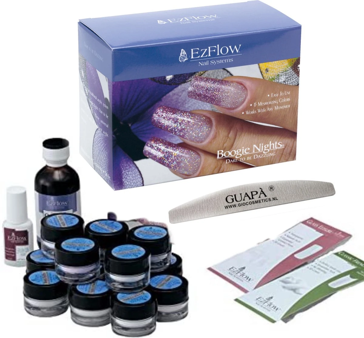 GUAPÀ® Acryl Nagels Starterspakket 15 Kleuren Glitter Poeders Acryl - Acryl Nagels Starter Kit - Nail Art Set | Dare To Be Dazzling