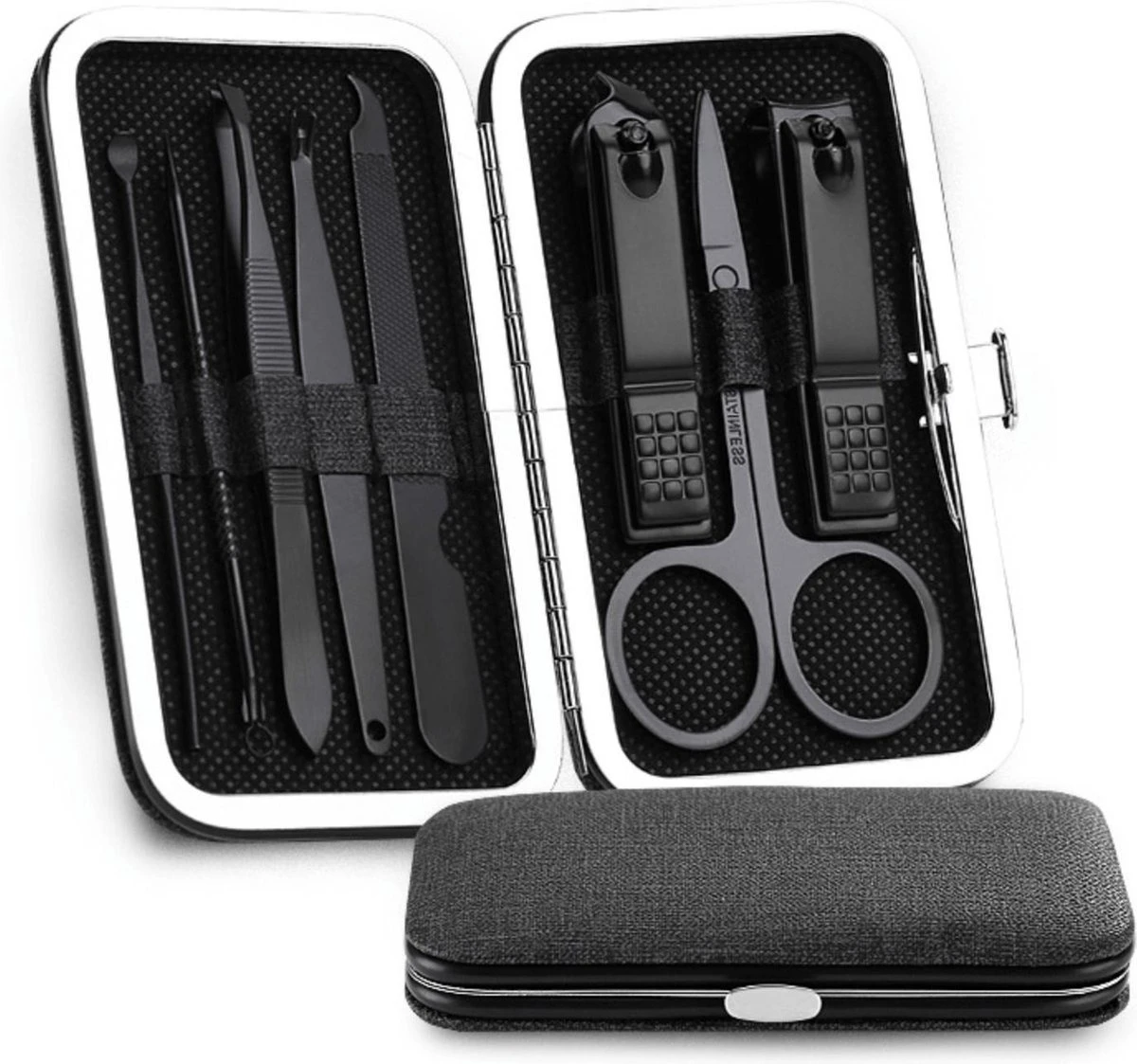Manicure / Pedicure Set (8 Stuks) Hoge Kwaliteit Nagel Schaar Pincet Nagel Knipper Verzorging Zwart