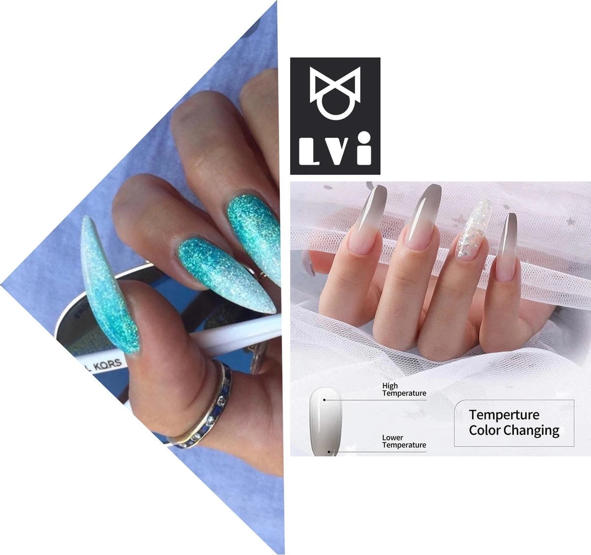 Elvi Polygel Starterskit -Complete Set Inc. USB UV/Led Mini Lamp-6x15g Polygel Kleuren Blauw - Nagelverlenging Polyacryl UV Nagellak-Quick Extension Temperature Color Changing Gel Blue Green - Afbeelding 6