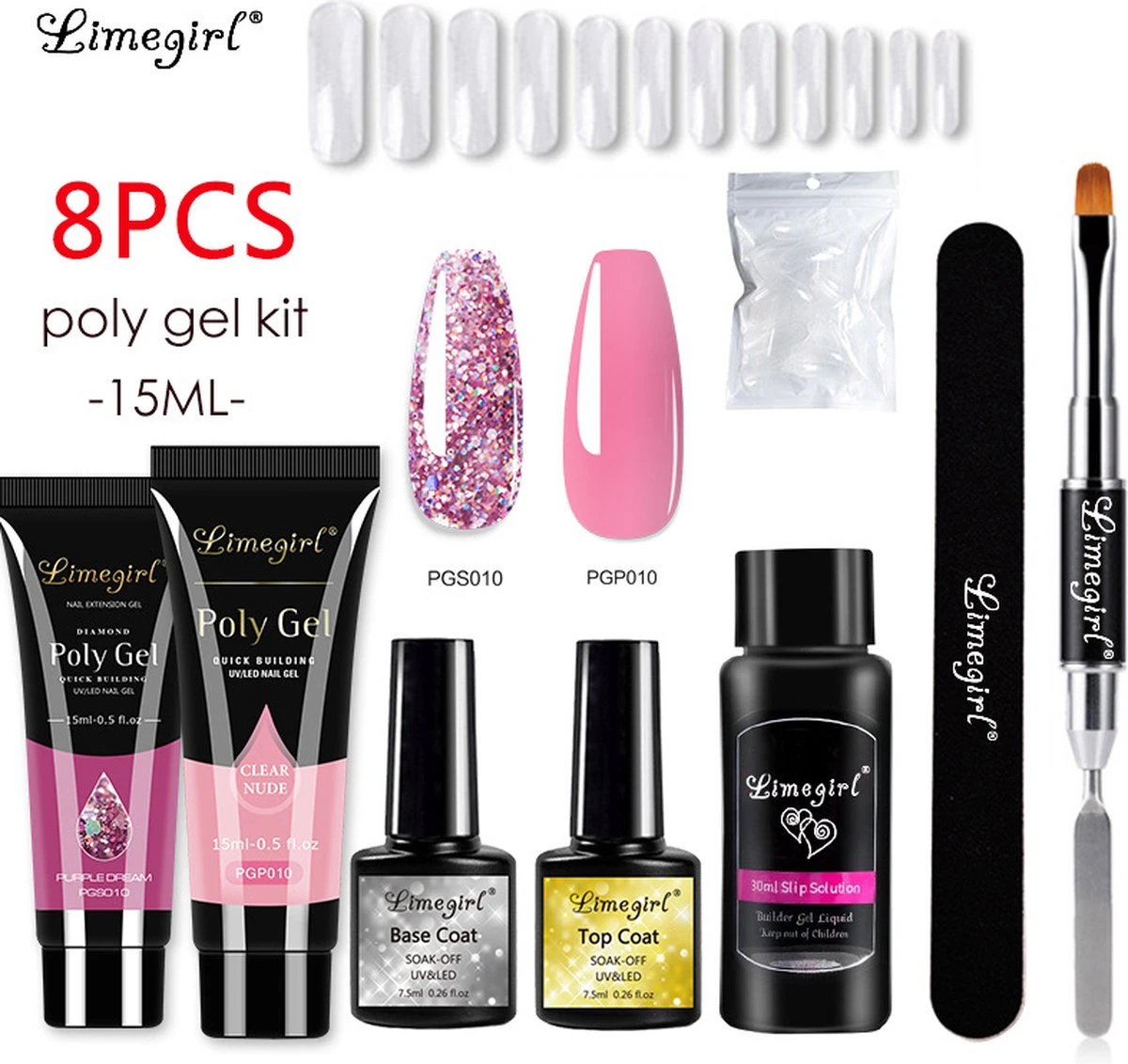 Merkloos Polygel Set, Polygel Kit, Polygel Starterset, Polygel, Gellak Starterset, Polygel, Polygel Kit - Nagelverlenging - Nagelversteviging - Manicure Set - Gel Nagellak -