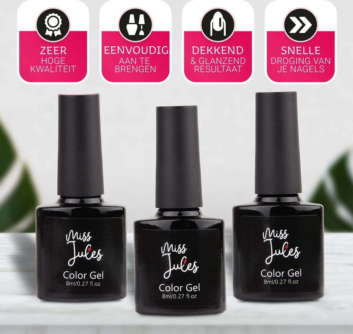 Miss Jules - Complete Gellak Starterspakket - Kleur Nude Roze Glitter - Glanzend & Dekkend Resultaat - Inclusief UV/LED Lamp & Instructievideo (NL) - Afbeelding 3