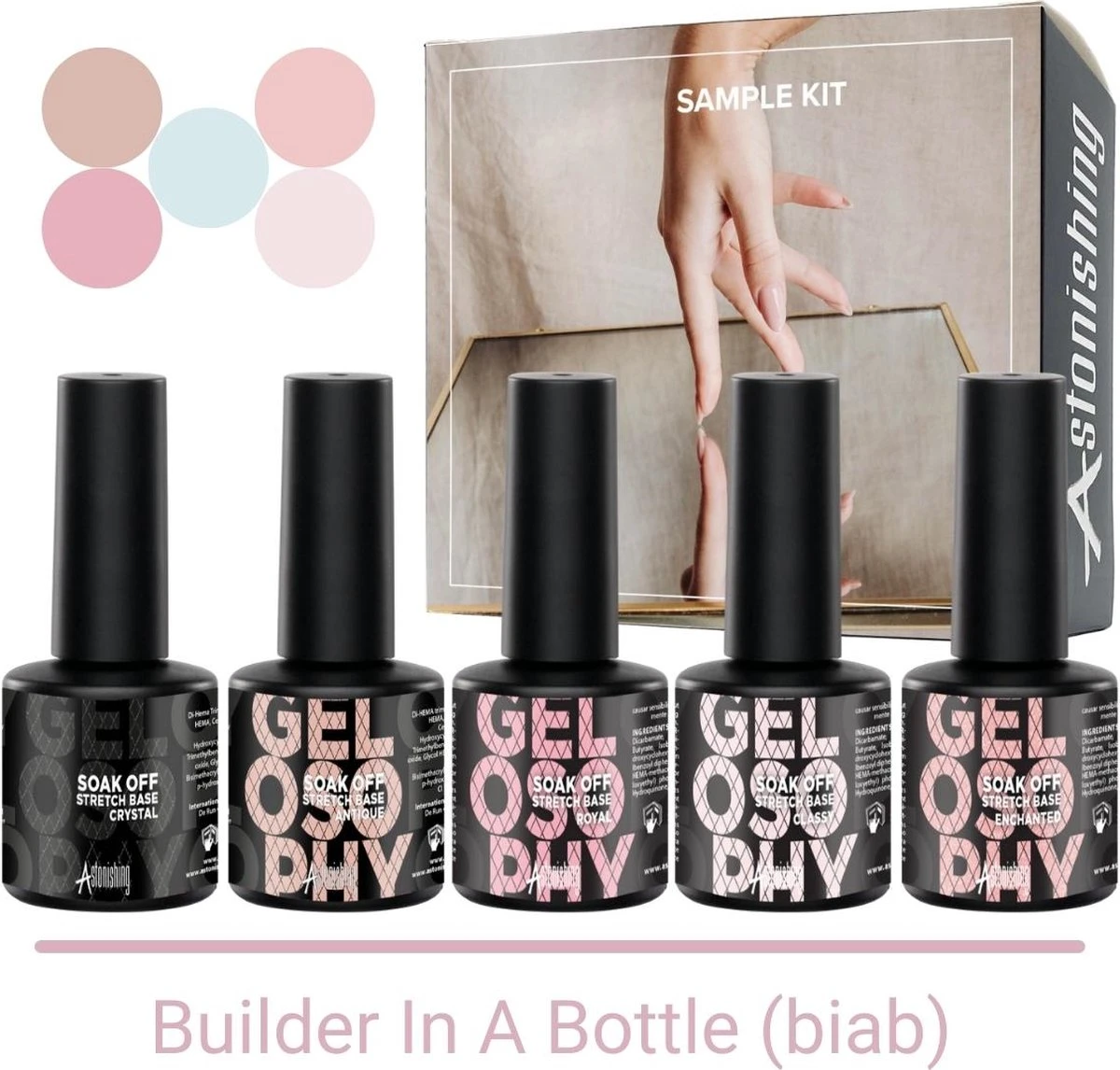 GUAPÀ® BIAB Builder Gel In A Bottle | BIAB Nagellak | Gelnagels Starterspakket | Nagellak | Gellak Pink | Builder Gel | 5 X 7 Ml BIAB Essentials Kit