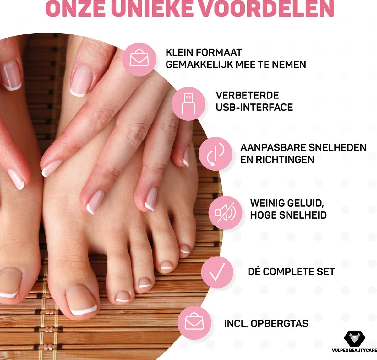 Vulpes BeautyCare® Elektrische Nagelvijl - 11 Nagelfrees Bitjes, 96 Schuurrolletjes & Draagtas - Manicure En Pedicure Set - Limited Edition - Rosé/Goud - Afbeelding 4