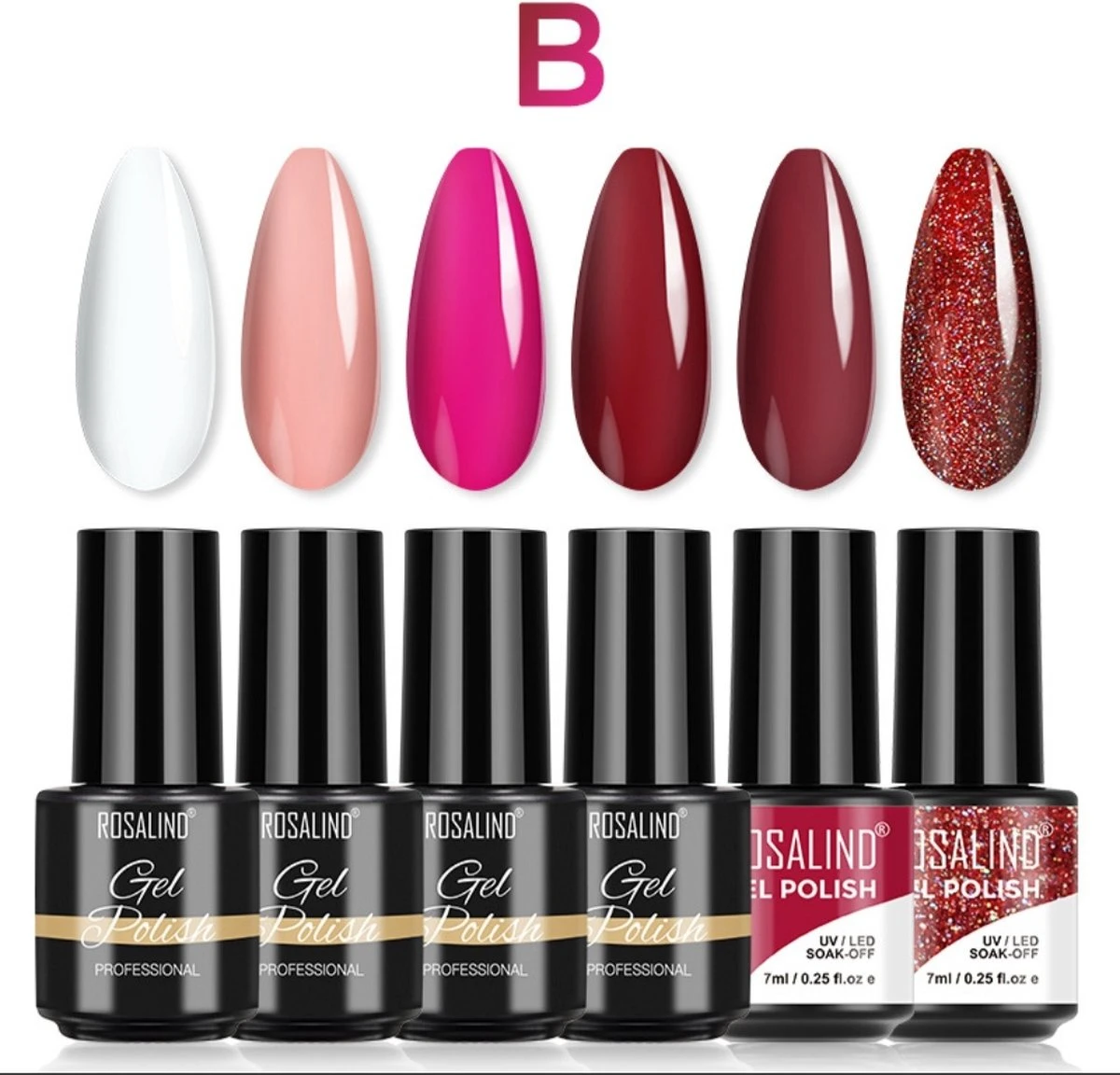 ROSALIND® 6-Delige Gellak Nagellak Set - Gellak - Gellak Nails - Gellak Kit - Kado Vrouw -kerst Kado Vrouw