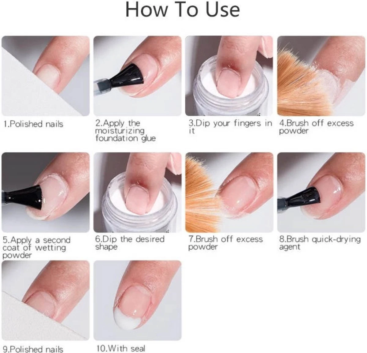 Navulset Flesjes Dippoeder Dipping Powder Activator Basecoat Topcoat Brush Saver Dippn - Afbeelding 3