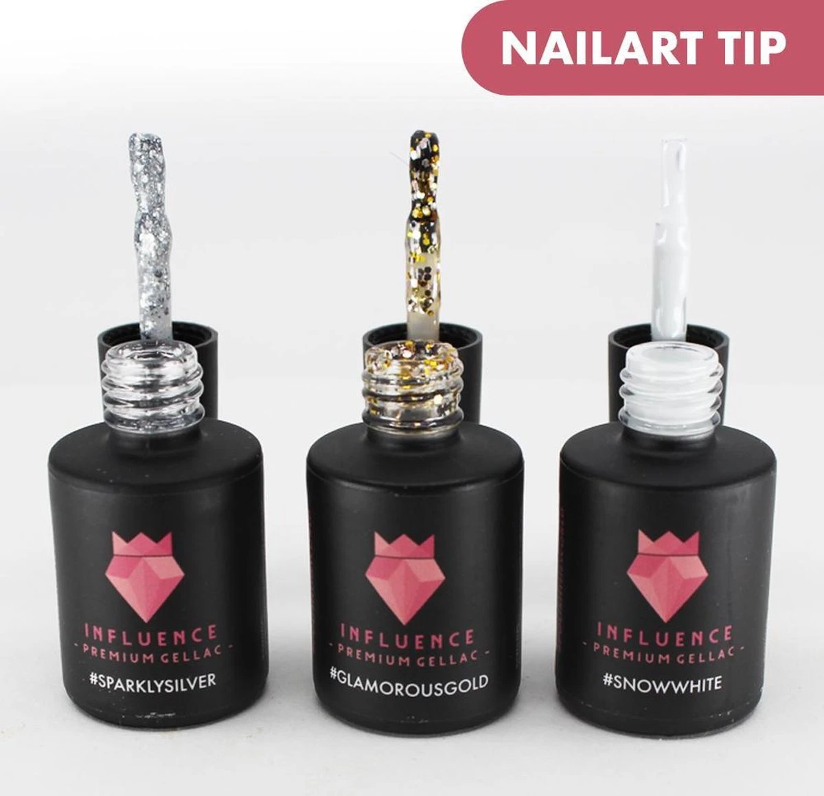 Merkloos #NAILARTSERIE - Influence Gellac - Zilveren Gellak - Gouden Gellak - Gellak Zilver UV - Gellak Goud UV - Gellak Glitter - UV Gellak - Gel Nagellak - Kado Vrouw - Valentijns Cadeau - Kado Voor Haar - 3 X 10 Ml