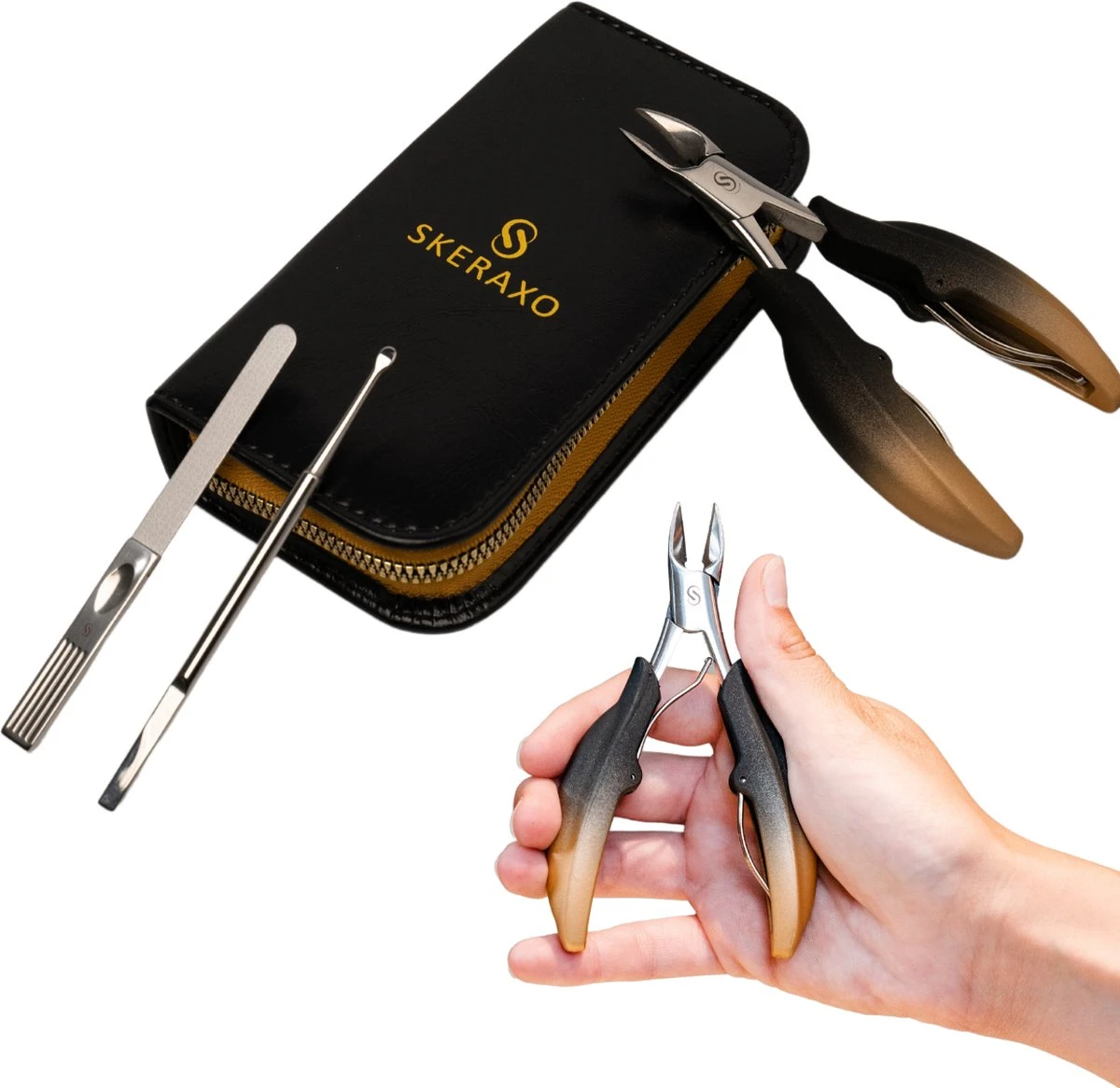 Skeraxo® Professionele Pedicureset Nageltang Kalknagel - Met Nagelvijl & Vuil Verwijderaar - Nagelschaar Voor Harde Teennagels – Nagelknipper Ingegroeide Teennagel - Inclusief Teennagel Correctors - Afbeelding 6