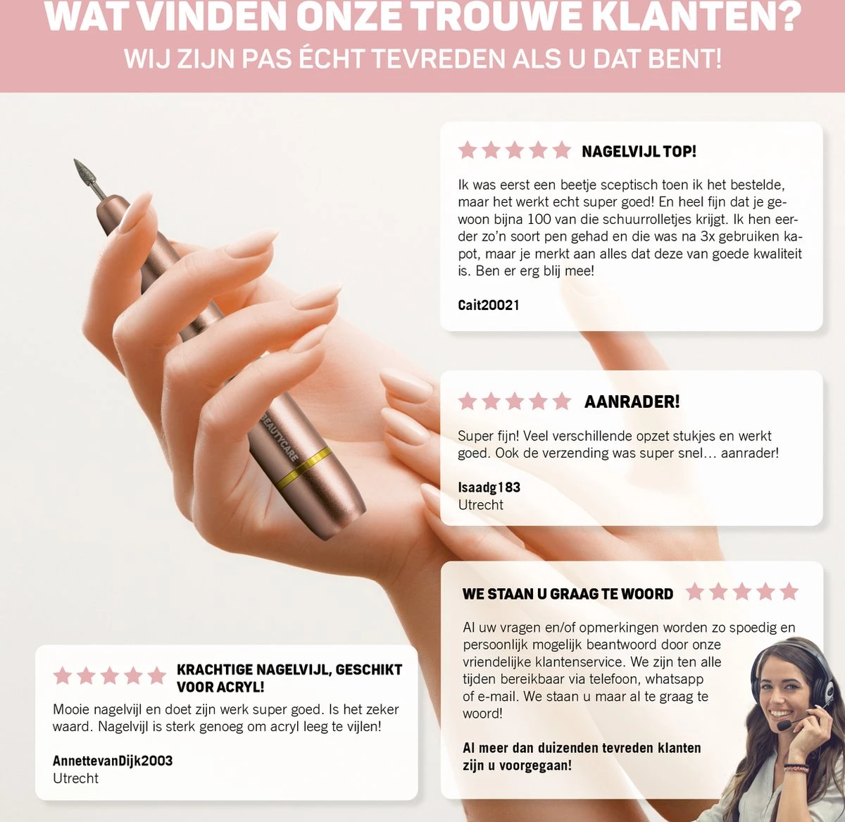 Vulpes BeautyCare® Elektrische Nagelvijl - 11 Nagelfrees Bitjes, 96 Schuurrolletjes & Draagtas - Manicure En Pedicure Set - Limited Edition - Rosé/Goud - Afbeelding 14