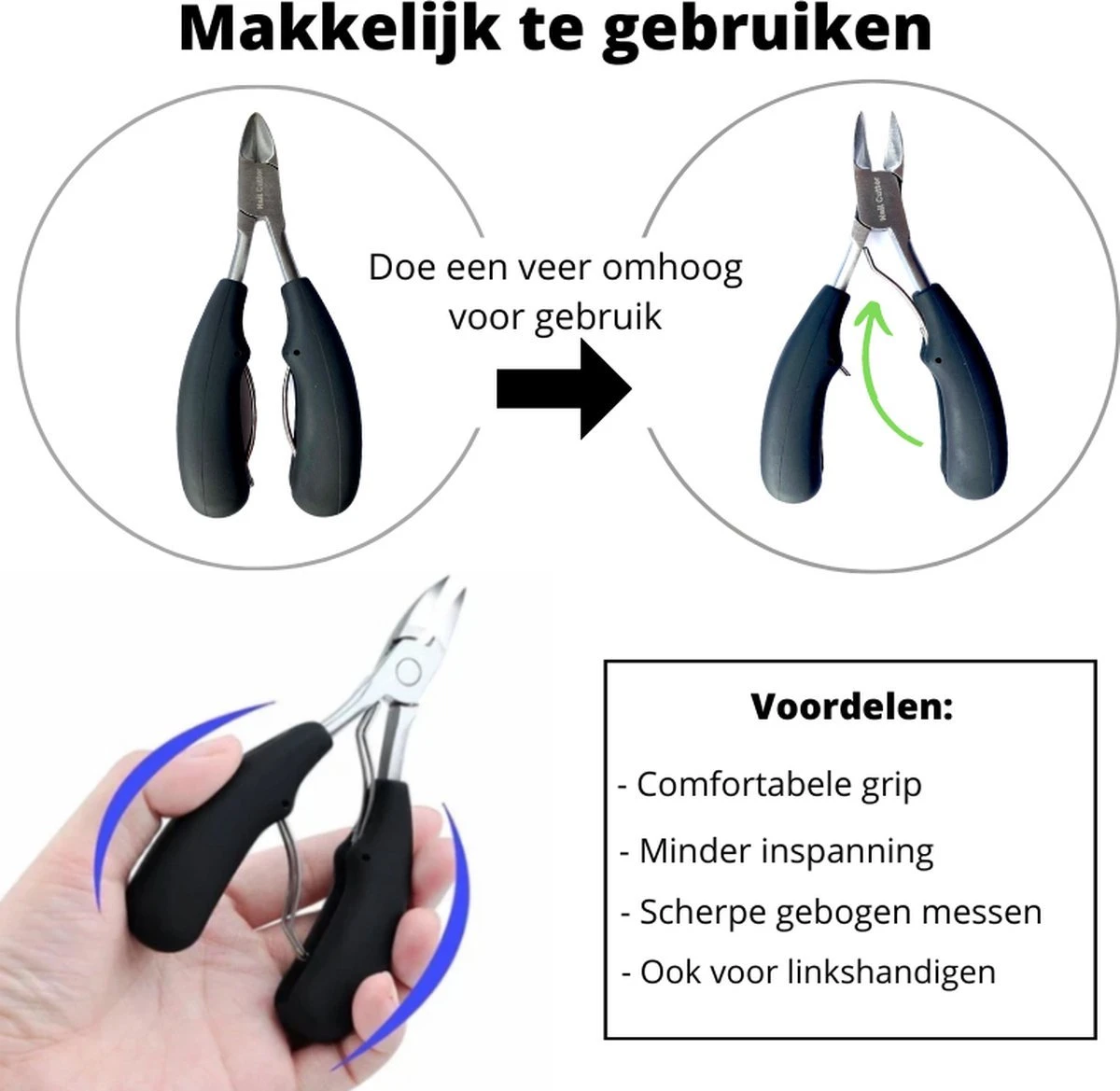 Merkloos Nageltang Voor Harde Teennagels - Manicureset Teennagelknipper - Teennagelschaar - Pedicure Set - Afbeelding 2