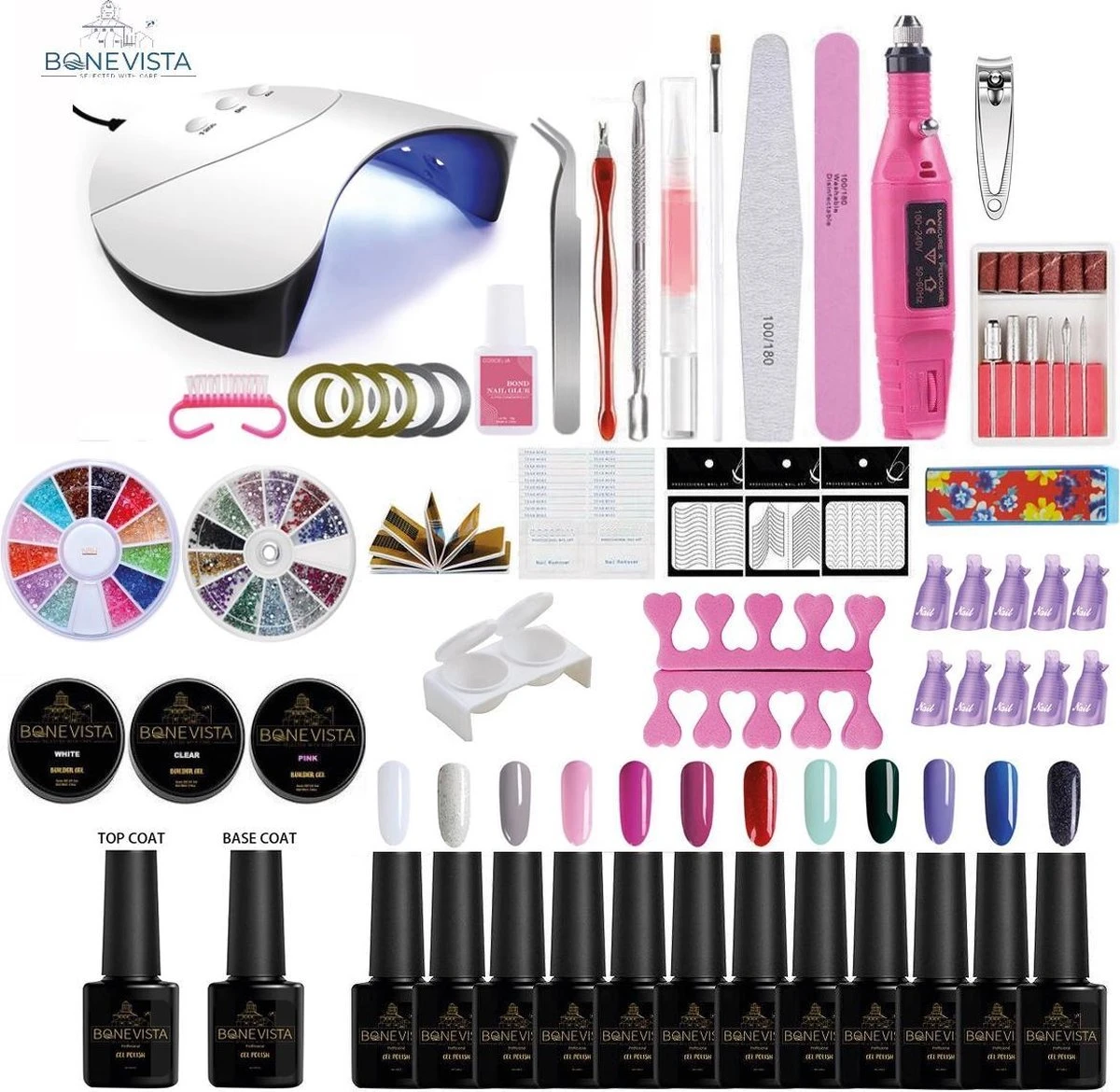 Gellak Starterspakket - Gellak - Gelnagel Kit - UV Lamp 36W - LED - Manicure Set - 12 Kleuren Gel Polish - Nail Art - Nagellamp - Nagelboor - Nageldroger - Nagellak