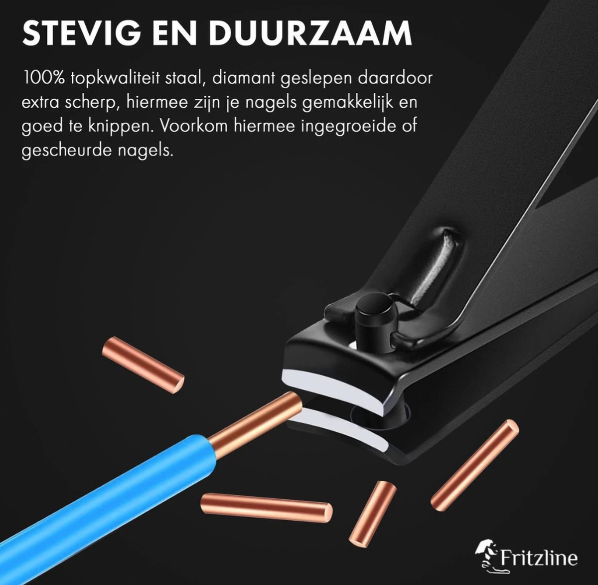 Fritzline© Professionele Manicureset 16-delig | Nagelset Incl. Nagelvijl & Nagelknipper | Lederen Blauwe Etui | Manicure Pedicure Set - Afbeelding 5