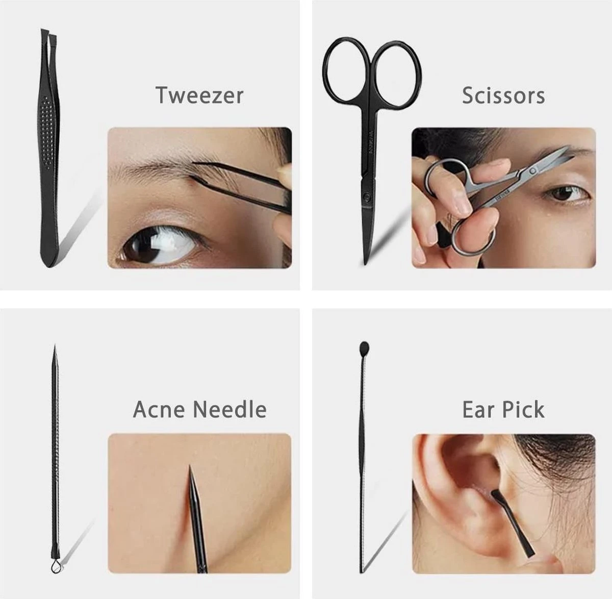 Nagelknipper Set - Pedicureset - 15 Delige - Roestvrij Staal - Met Draagkoffer - Geel Zwart - Afbeelding 4