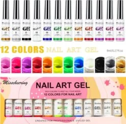 Nail Art Gel - Fine Liner Gel - 12 Stuks - UV/LED Gel - Gellak - Nagel Gellak - UV/LED Lamp - UV/LED Nageldroger - Gelnagels - Nepnagels - Acrylnagels - Tekenpenseel Nagels - Professioneel - Hoge Kwaliteit