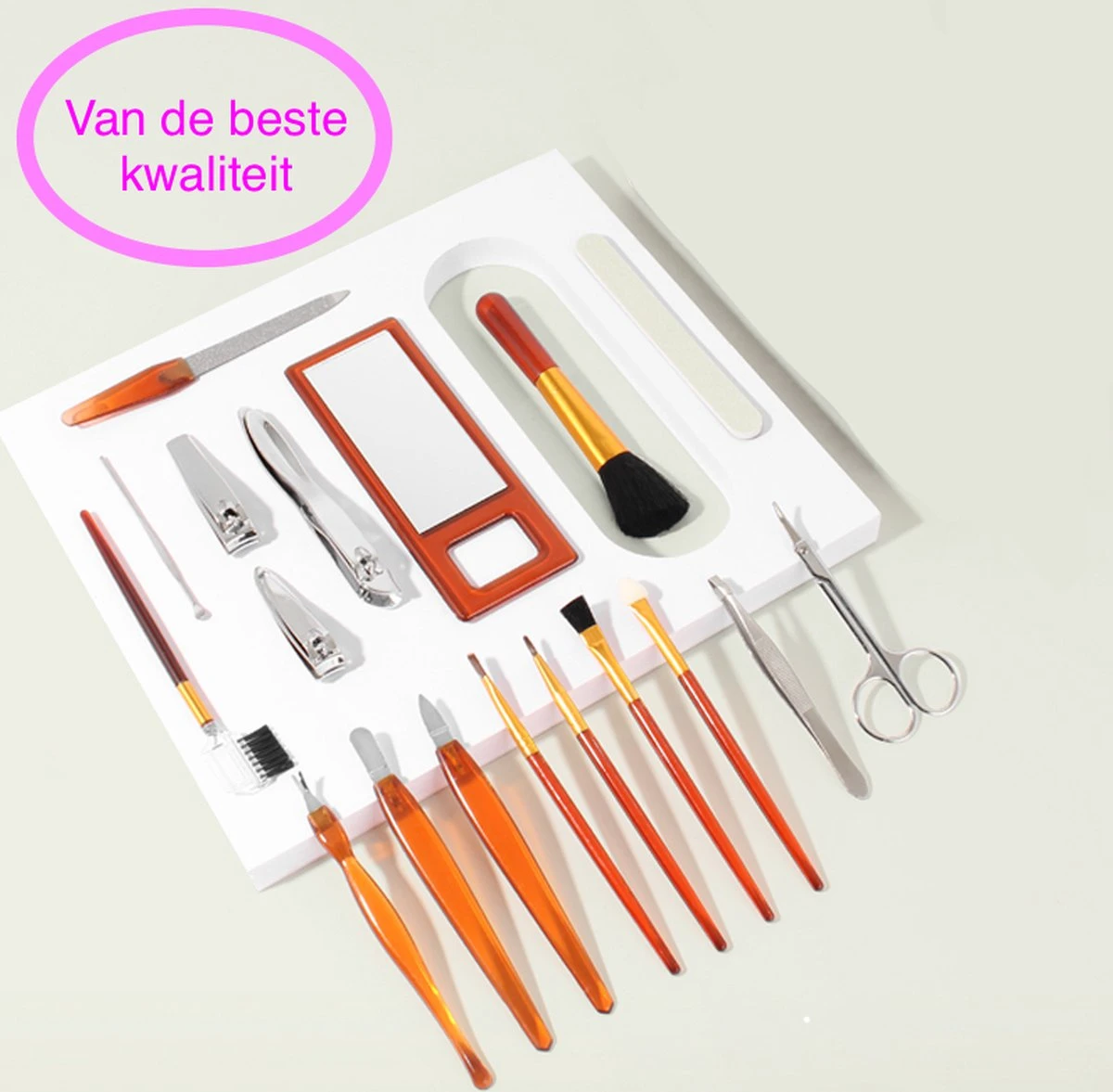 Manicure Set - 18 Stuk(s) - Make Up Set - Nagelschaar - Nagelvijl - Brush - Kerstcadeau - Afbeelding 4