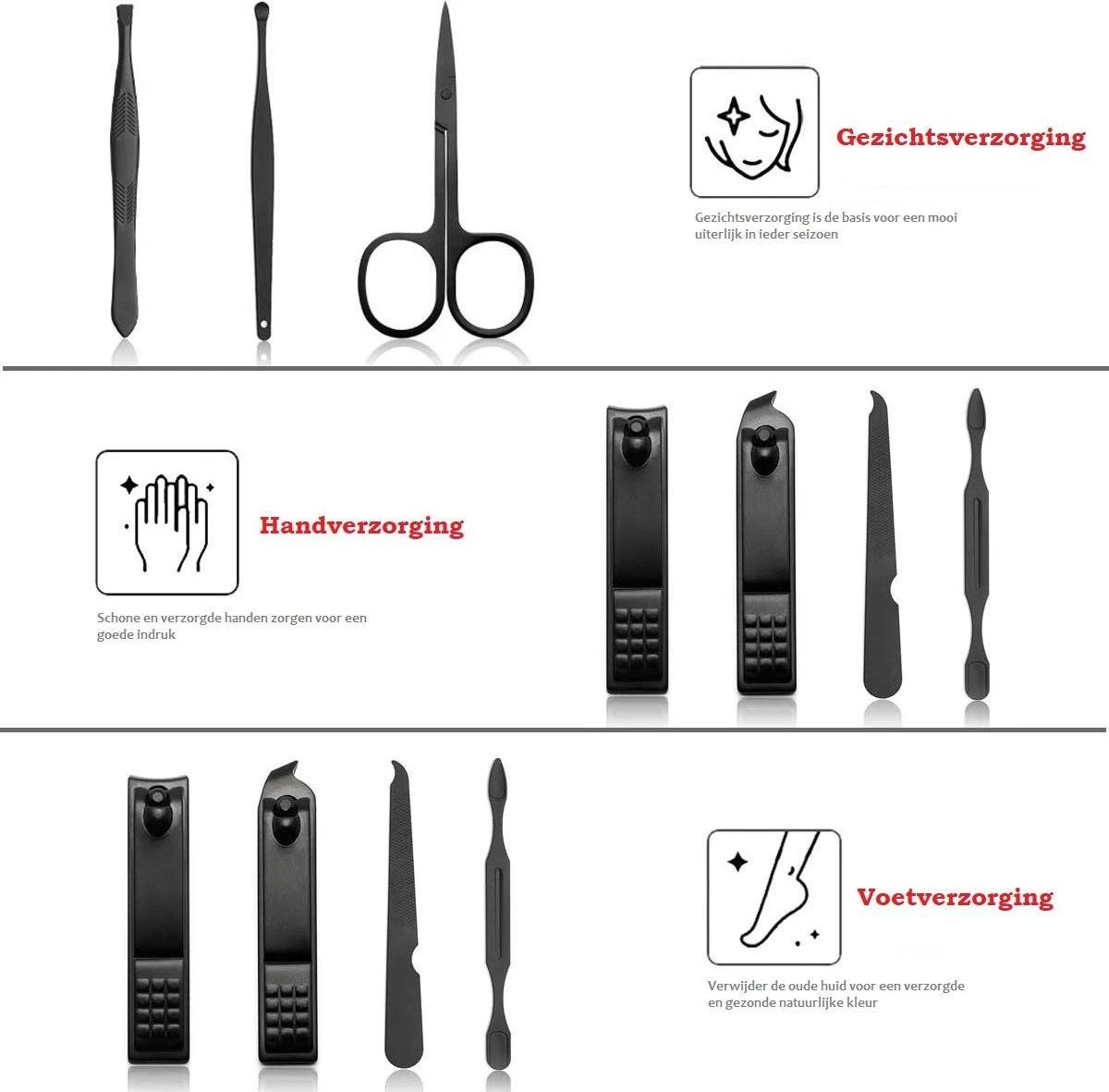 XYZ Goods - Manicure En Pedicure Set - 7 Delige-set Inclusief Nagelknipper In Nette Lederen Opberg Etui - Afbeelding 3