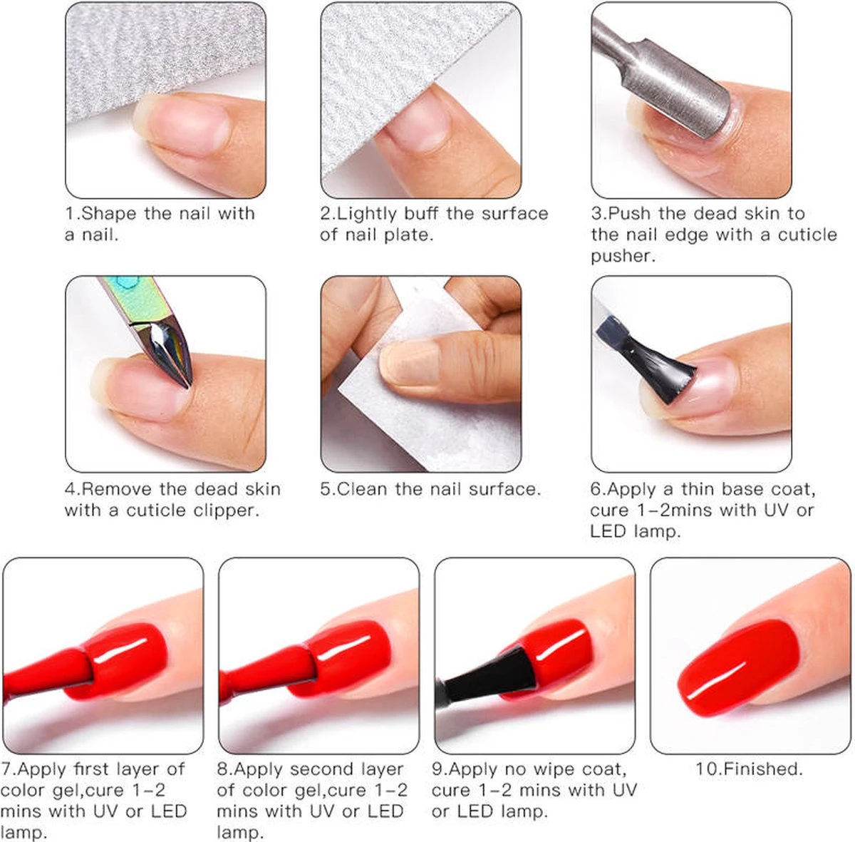 Mtssii - Gelnagel Kit - 5 ZOMER KLEUREN Gellak - Blauw, Groen, Oranje/nude, Geel En Lila- Starterkit - Manicure Set - 54 Watt UV Lamp - Gel Nagels Starterspakket - Nepnagels - - Afbeelding 7